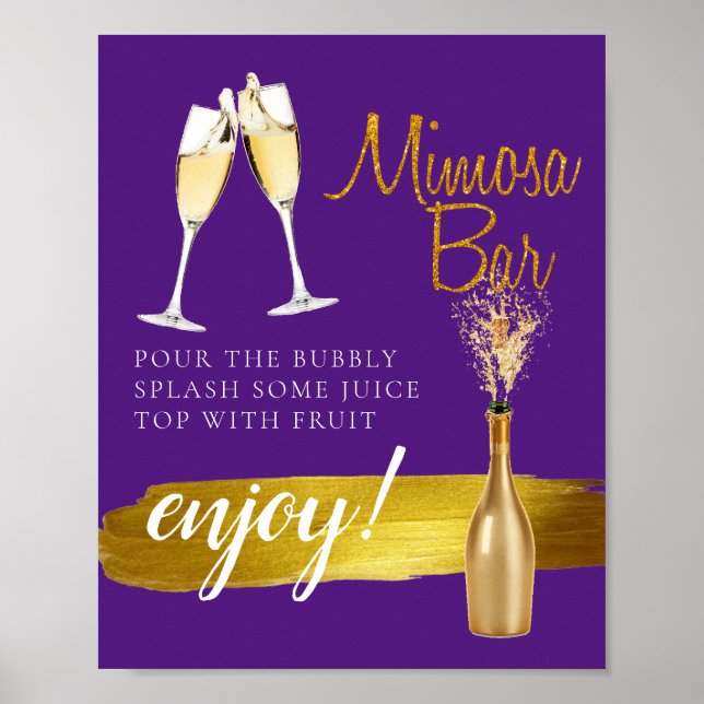 Minimal Gold Elegant Bridal Brunch Mimosa Bar Sign (Front)