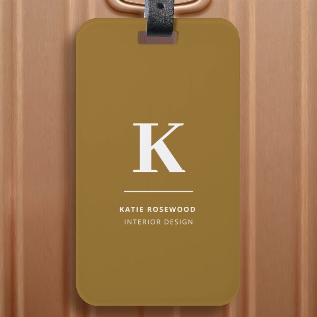 Minimal Gold Elegant Sophisticated Luxe Monogram Luggage Tag (Creator Uploaded)