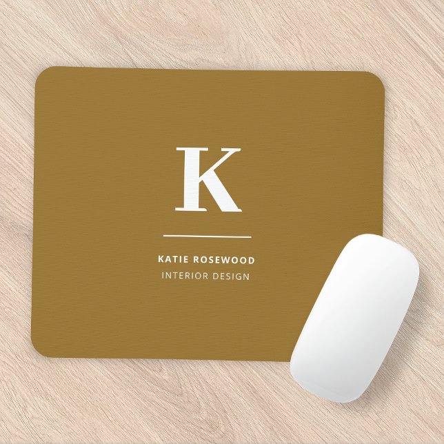 Minimal Gold Elegant Sophisticated Luxe Monogram Mouse Mat (Creator Uploaded)