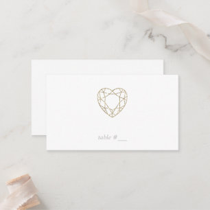 Minimal gold faux glitter heart place cards - flat