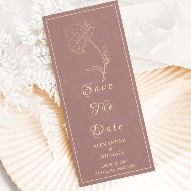 Minimal Gold Flower Calligraphy Save The Date (Creator Uploaded)
