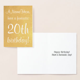 Minimal Gold Foil 20th Birthday Greeting Card