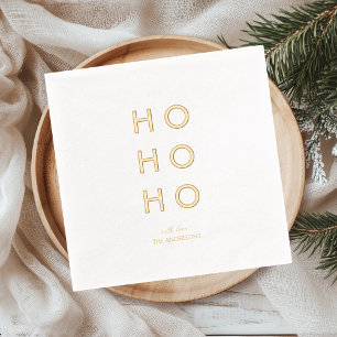 Minimal Gold Foil “HO HO HO” Christmas Napkins
