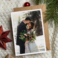 Minimal Gold Foil Typography Married Bright Photo