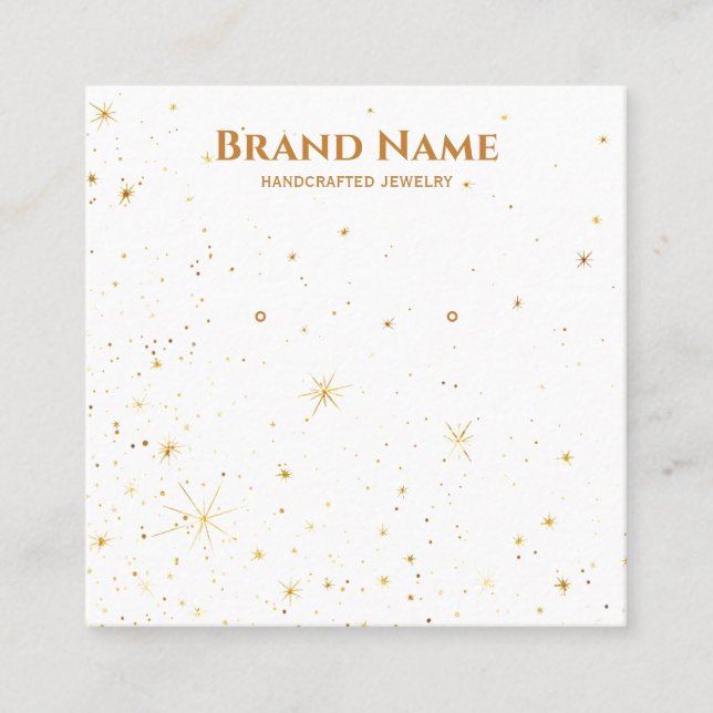 Minimal Gold Galaxy Earring Display Square Business Card (Front)