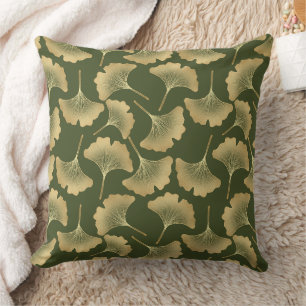 Minimal Gold Ginkgo Pattern Cushion