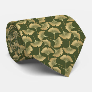 Minimal Gold Ginkgo Pattern Tie
