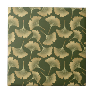 Minimal Gold Ginkgo Pattern Tile
