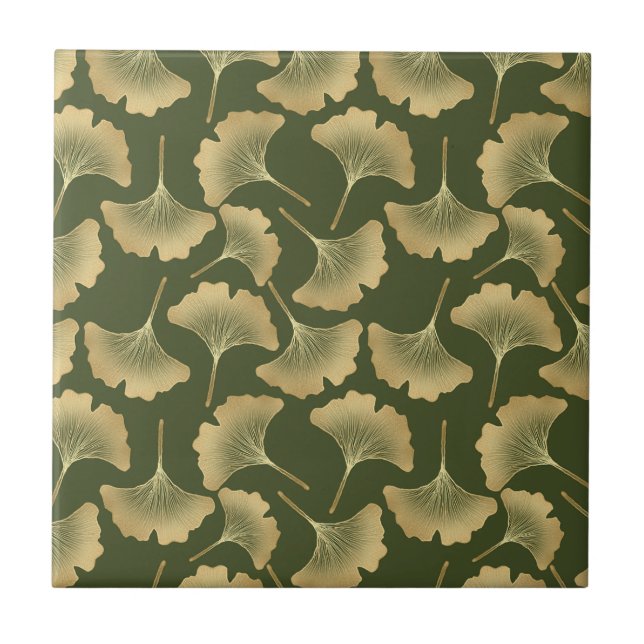 Minimal Gold Ginkgo Pattern Tile (Front)
