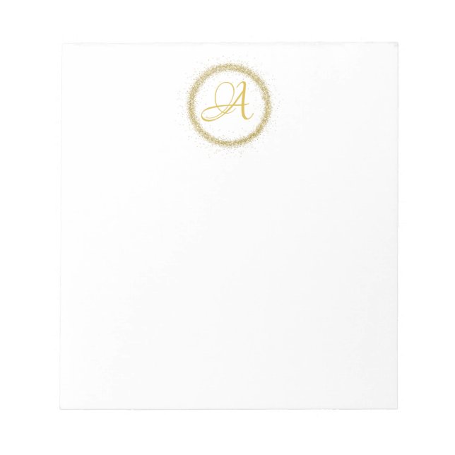 *~* Minimal Gold Glitter Monogram Initial Girly No Notepad (Front)