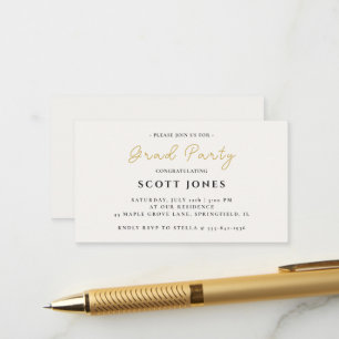 Minimal Gold Grad Party Enclosure Card