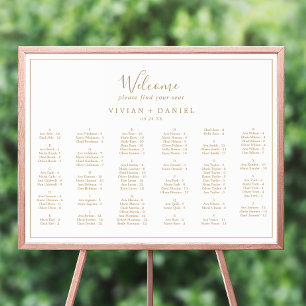 Minimal Gold Horizontal Alphabetical Seating Chart