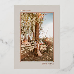 Minimal Gold Just Married Elopement Announcement