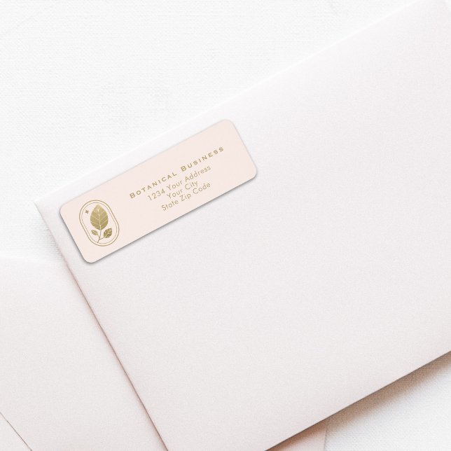 Minimal Gold Leaf Botanical Soft Pink Address (Minimal Gold Leaf Botanical Soft Pink Address Label)
