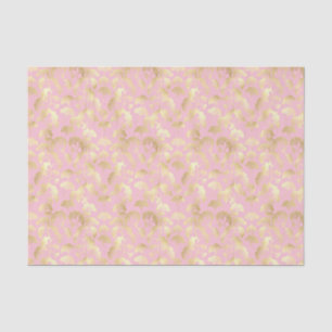Minimal Gold Leaf Pattern on Soft Pink Background Tissue Paper