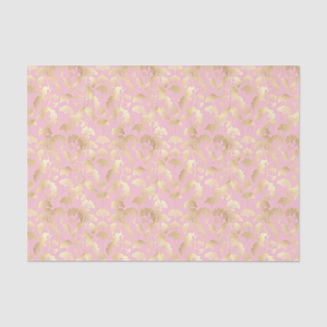 Minimal Gold Leaf Pattern on Soft Pink Background Tissue Paper (Front)