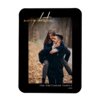 Minimal Gold Merry Christmas Card Black