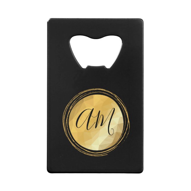 Minimal gold metallic effect round frame monogram (Front)