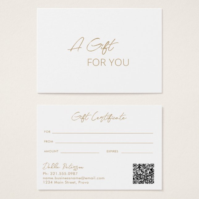 Minimal Gold Modern Business Gift Certificate (Front & Back)