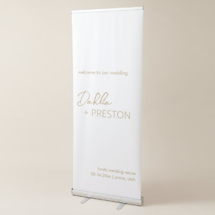Minimal Gold Modern Wedding Retractable Banner