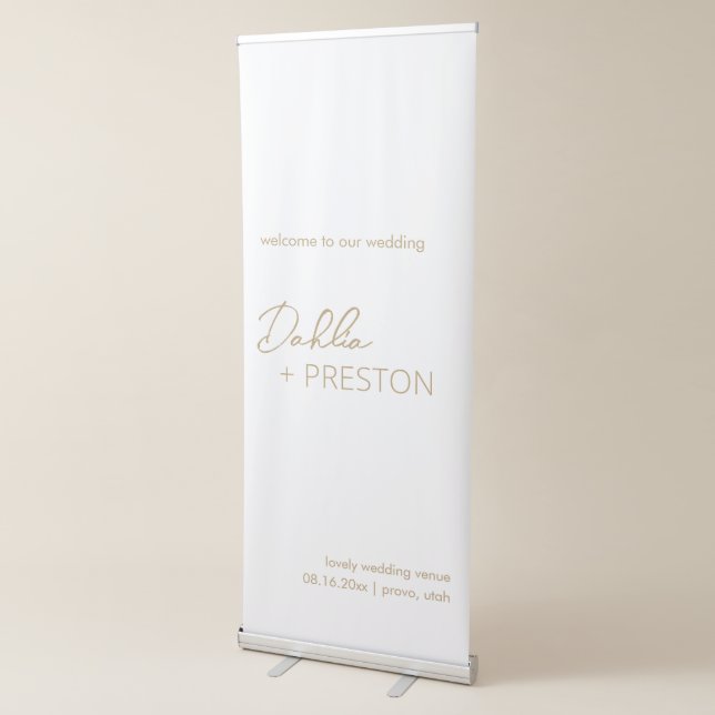 Minimal Gold Modern Wedding Retractable Banner (3/4)