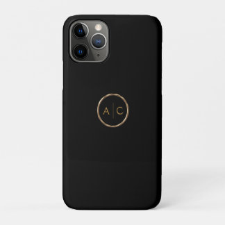 Minimal Gold Monogram on BLACK iPhone 11 Pro Case