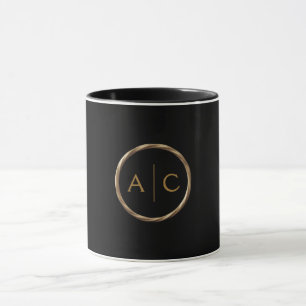 Minimal Gold Monogram on BLACK Mug