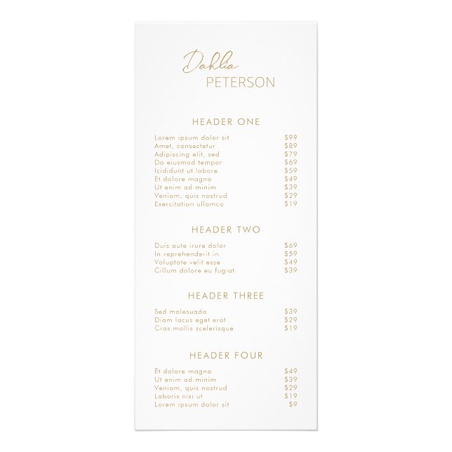 Minimal Gold QR Code Modern Rack Card (Front)