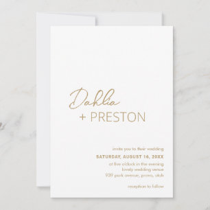 Minimal Gold QR Code Modern Wedding Invitation