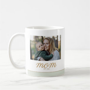 Minimal Gold & Sage Green Mum Established Photo Coffee Mug