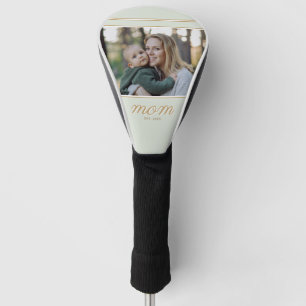 Minimal Gold & Sage Green Mum Established Photo Golf Head Cover