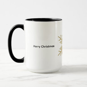 “Minimal Gold Snowflake Christmas Mug Eleg 15 oz