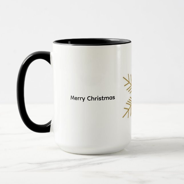 “Minimal Gold Snowflake Christmas Mug | Eleg 15 oz (Left)