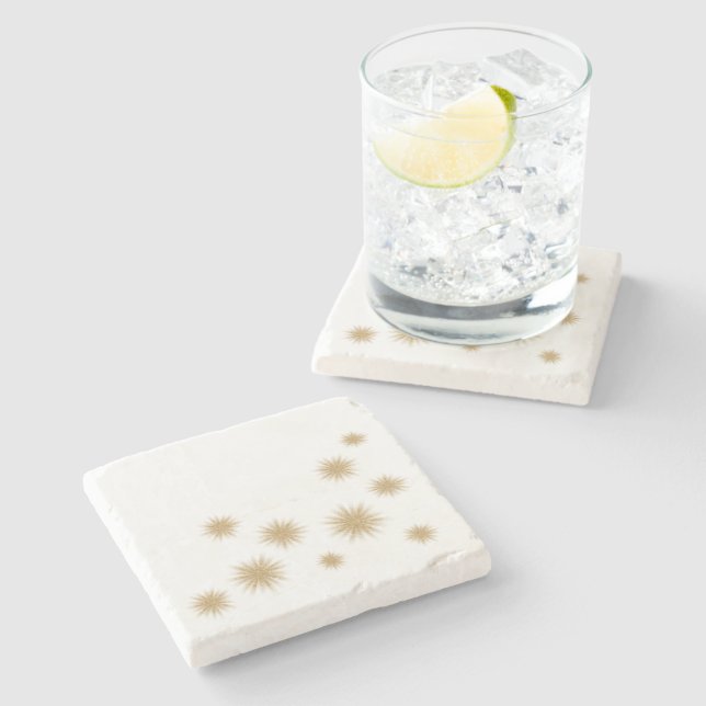 Minimal Gold Starbursts Stone Coaster (Side)