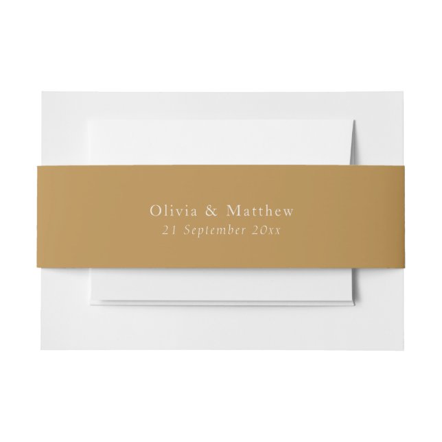 Minimal Gold Text Classic Wedding Envelope Invitation Belly Band (Front Example)