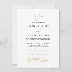 Minimal Gold Typography Wedding Invitation