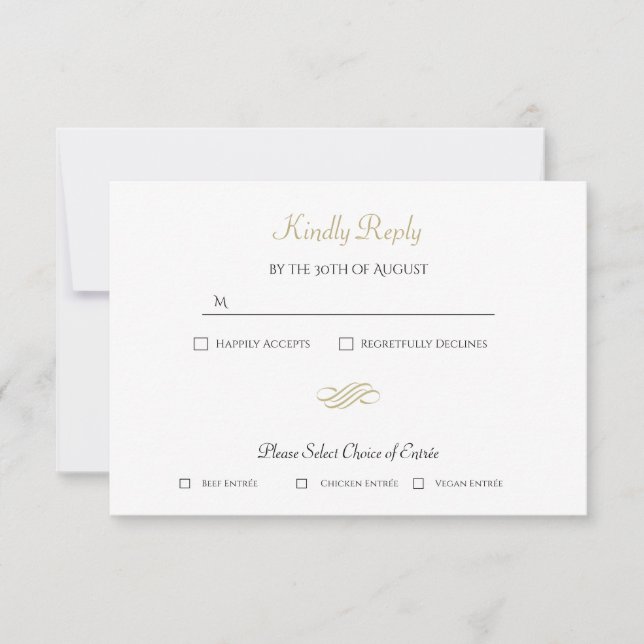 Minimal Gold Wedding RSVP Card (Front)