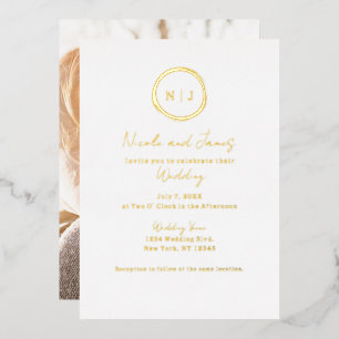 Minimal Gold White Modern Glam Wedding Photo