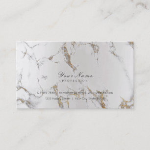 Minimal Golden Strokes Silver Metallic Marble Gray Business Card