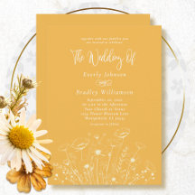 Minimal Golden Yellow White Floral Simple Wedding