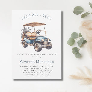 Minimal Golf Cart Lets Par Tee Baby Shower  Invitation