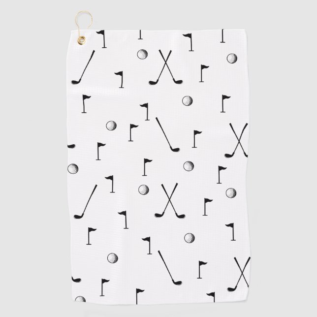 Minimal Golf Pattern Ball Flag Club Golfer Gift  Towel (Front)