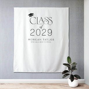 Minimal Graceful Elegance Class of 2025 Grad Party Tapestry
