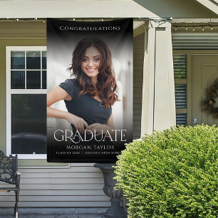 Minimal Graceful Elegance Photo Graduation Party Banner