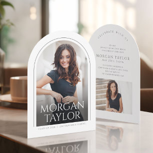 Minimal Graceful Name Arch Photo Graduation Invitation