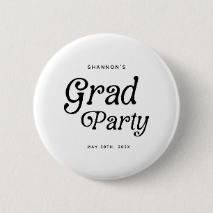 Minimal Grad Party Retro Graduation 6 Cm Round Badge