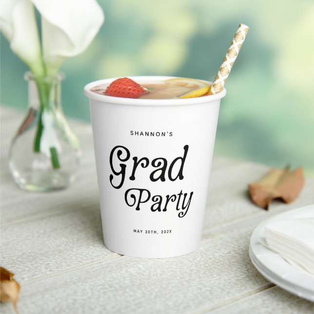 Minimal Grad Party Retro Graduation Paper Cups (Insitu)