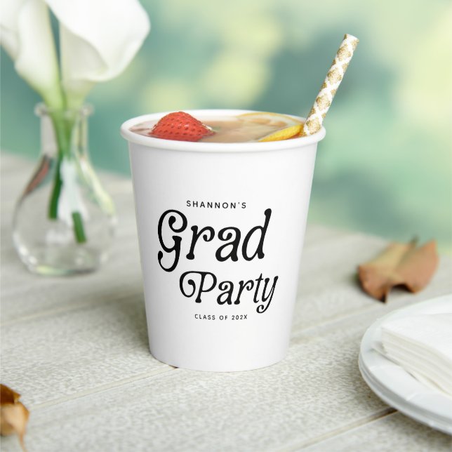 Minimal Grad Party Retro Graduation Paper Cups (Insitu)
