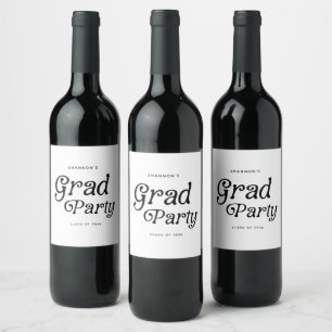 Minimal Grad Party Retro Graduation Wine Label