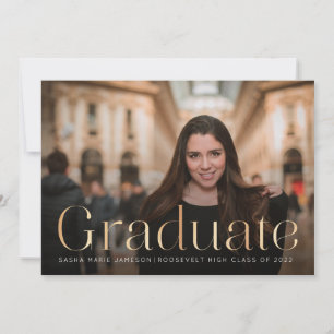 Minimal Graduate Landscape Photo Faux Gold Invitation